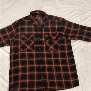 DIXXON Black and Orange Plaid Shirt